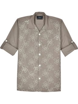 CHARCHIT - Boys Full Sleeves Embroidered Shirt Taupe