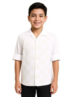 CHARCHIT - Boys Full Sleeves Embroidered Shirt White