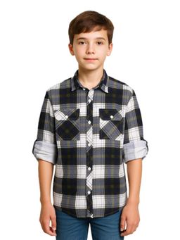CAVIO - Boys Full Sleeves Checked Shirt Green