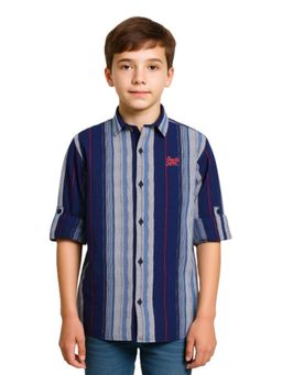 CAVIO - Boys Full Sleeves Striped Shirt Blue