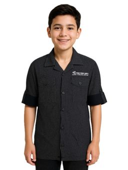 CAVIO - Boys Full Sleeves Striped Shirt Black