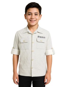 CAVIO - Boys Full Sleeves Striped Shirt Cream