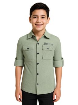 CAVIO - Boys Full Sleeves Striped Shirt Green