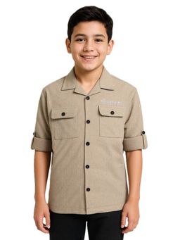 CAVIO - Boys Full Sleeves Striped Shirt Khaki