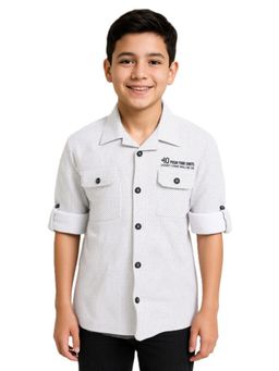 CAVIO - Boys Full Sleeves Striped Shirt White