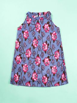 KiddoPanti - Girls Polyester Pleated Halter Neck Dress