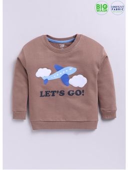 Toonyport - Boys Cotton Blend Printed Sweatshirt Brown