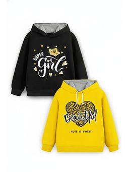 Trampoline - Girls Fleece And Heart Printed Hooded Hoodie Multi-Color (Pack of 2)