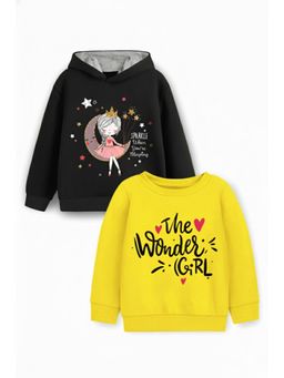 Trampoline - Girls Fleece The Wonder Girl Printed Sweatshirt Multi-Color (Pack of 2)