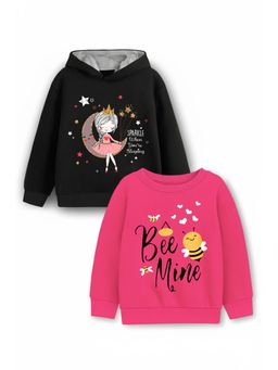 Trampoline - Girls Fleece Full Sleeves Bee Mine Sweatshirt Multi-Color (Pack of 2)