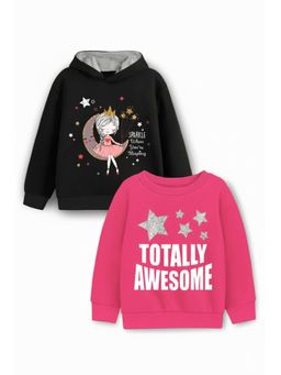 Trampoline - Girls Fleece Totally Awesome Printed Sweatshirt Multi-Color (Pack of 2)