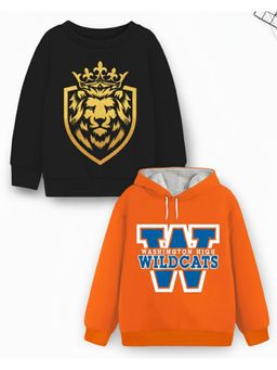 Trampoline - Kids Fleece Lion King And Wildcats Sweatshirt - Black Orange (Pack of 2)