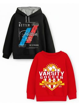 Trampoline - Kids Fleece Text Printed Sweatshirt Multi-Color (Pack of 2)