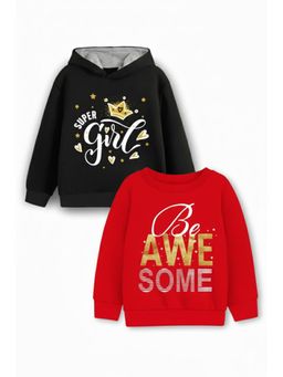 Trampoline - Girls Fleece & Awesome Text Printed Sweatshirt Multi-Color (Pack of 2)