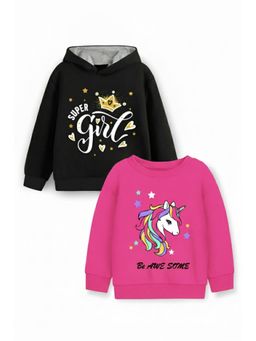 Trampoline - Girls Fleece And Unicorn Printed Sweatshirt Multi-Color (Pack of 2)