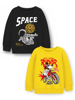 Trampoline - Kids Fleece Space And Bike Printed Sweatshirt Multi-Color (Pack of 2)