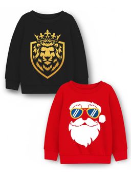 Trampoline - Kids Fleece Santa Claus Printed Sweatshirt Multi-Color (Pack of 2)