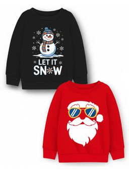 Trampoline - Kids Fleece Snow Man And Santa Printed Sweatshirt Multi-Color (Pack of 2)