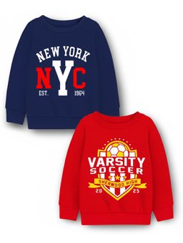 Trampoline - Kids Fleece Nyc And Varsity Soccer Sweatshirt - Navy Blue Red (Pack of 2)