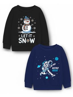 Trampoline - Kids Fleece Snoe Man And Astronaut Sweatshirt - Black Navy Blue (Pack of 2)