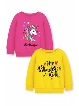 Trampoline - Girls Fleece Unicorn Girl Printed Sweatshirt Multi-Color (Pack of 2)