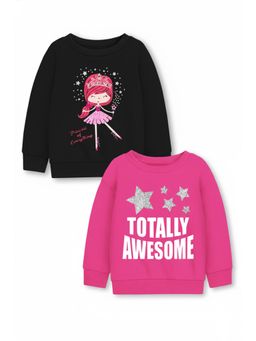 Trampoline - Girls Fleece Totally Awesome Printed Sweatshirt Multi-Color (Pack of 2)