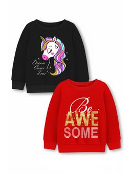 Trampoline - Girls Fleece Unicorn And Awesome Printed Sweatshirt Multi-Color (Pack of 2)