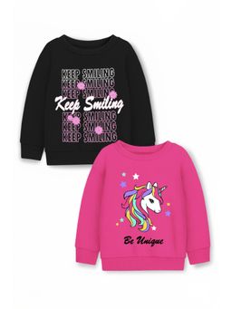 Trampoline - Girls Fleece Keep Smiling And Unicorn Sweatshirt Multi-Color (Pack of 2)