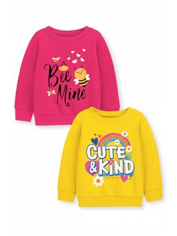 Trampoline - Girls Fleece Bee Mine And Cute And Kind Sweatshirt Multi-Color (Pack of 2)