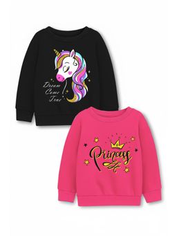Trampoline - Girl Fleece Unicorn & Princess Printed Sweatshirt Multi-Color (Pack of 2)