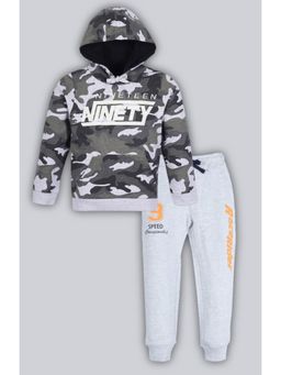 PLUM TREE - Boys Camouflage Print Hooded Sweatshirt And Jogger - Camouflage And Grey