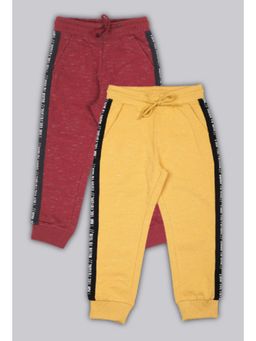 PLUM TREE - Boys Tape Printed Jogger Yellow And Burgundy (Pack of 2)