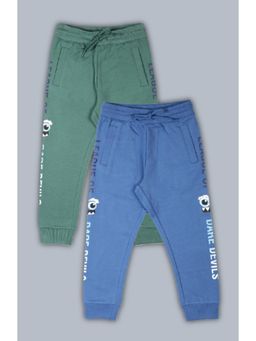 PLUM TREE - Boys Raised Printed Jogger Blue And Green (Pack of 2)