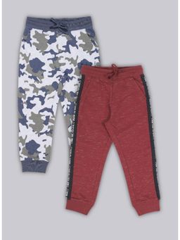 PLUM TREE - Boys Tape Printed Jogger Burgundy And Camouflage (Pack of 2)