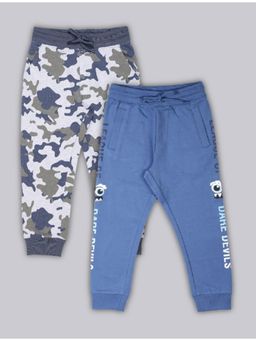 PLUM TREE - Boys Raised Printed Jogger Blue And Camouflage (Pack of 2)