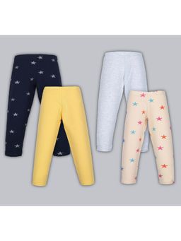 PLUM TREE - Girls All Over Printed And Solid Leggings (Pack of 4)