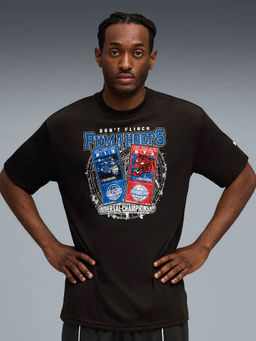 Puma - Men Black Graphic Printed Hoopaverse Moisture-Wicking Basketball T-shirt