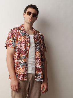 Selected - Multicolor Floral Print Cuban Collar Shirt