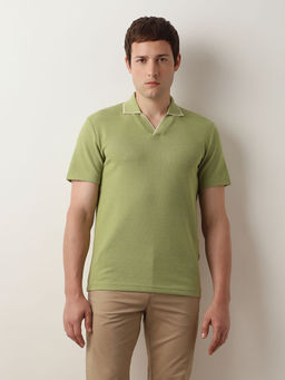 Selected - Green Waffled Short Sleeves Polo Tshirt