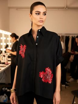 Uptownie - Anti-Fit Embellished Cotton Shirt