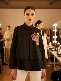 Uptownie - Double Layered Applique Cotton Shirt