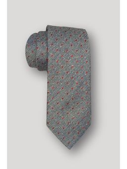 The Tie Hub - Classic Embroidered Polka Silk Grey Neck Tie