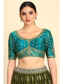 Soch - Teal Embroidered Stitched Blouse with Sequins Work