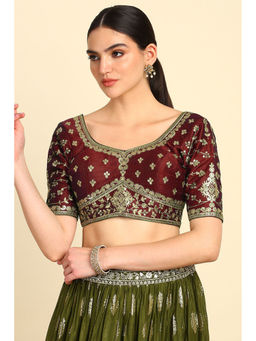 Soch - Maroon Embroidered Stitched Blouse with Sequins Work