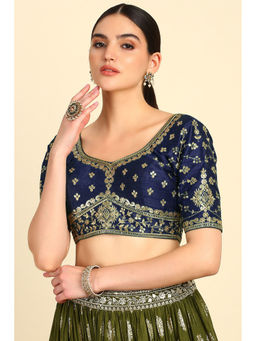 Soch - Navy Blue Embroidered Stitched Blouse with Sequins Work