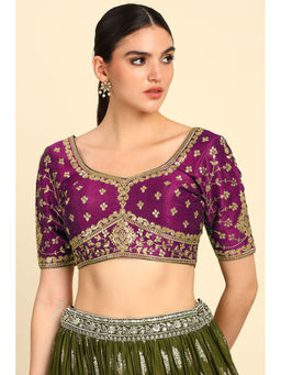Soch - Wine Embroidered Stitched Blouse with Sequins Work