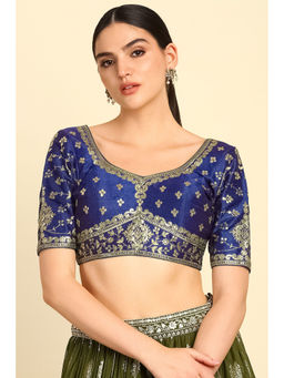 Soch - Indigo Embroidered Stitched Blouse with Sequins Work