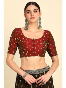 Soch - Maroon Embroidered Stitched Blouse with Zari