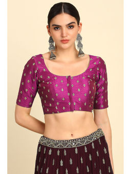 Soch - Fuchsia Embroidered Stitched Blouse with Zari