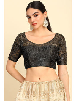 Soch - Black Net Embroidered Stitched Blouse with Zari